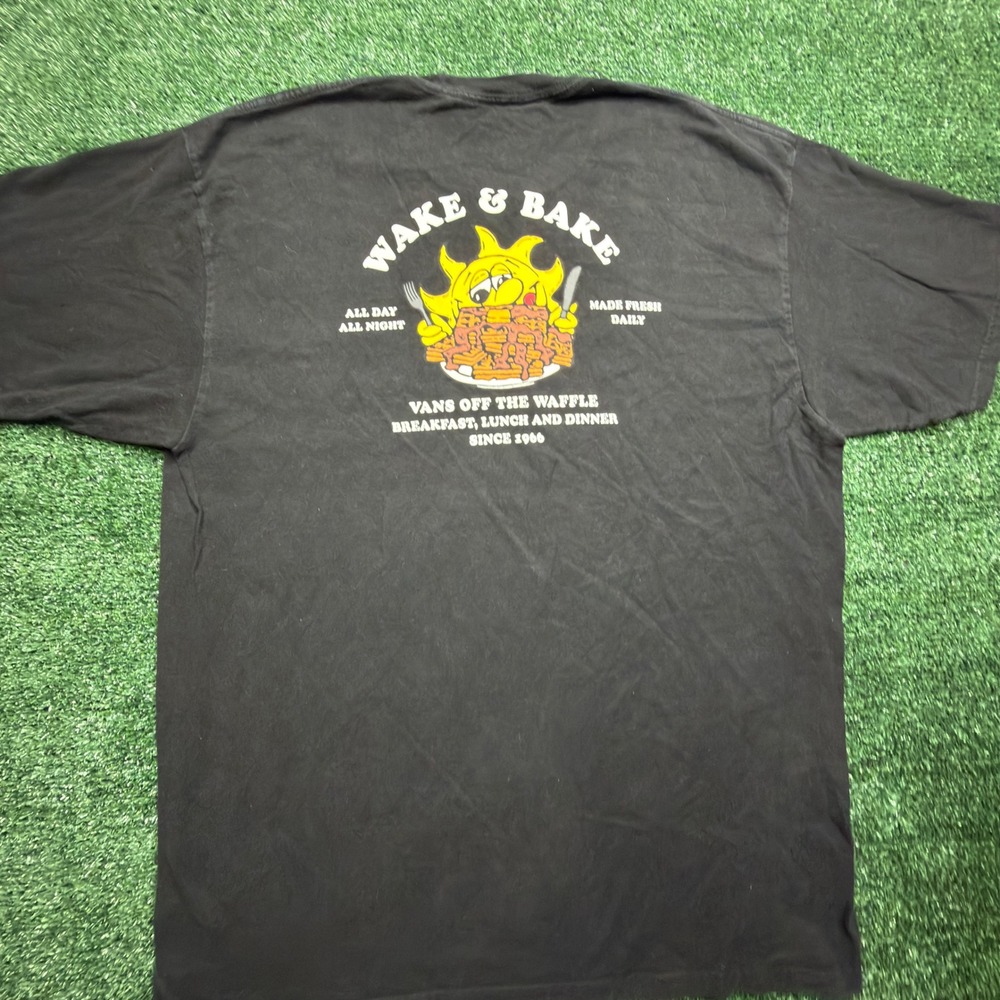 Vans Mens Wake & Bake Off The Waffle Graphic T-Shirt Black XL - Picture 3 of 8